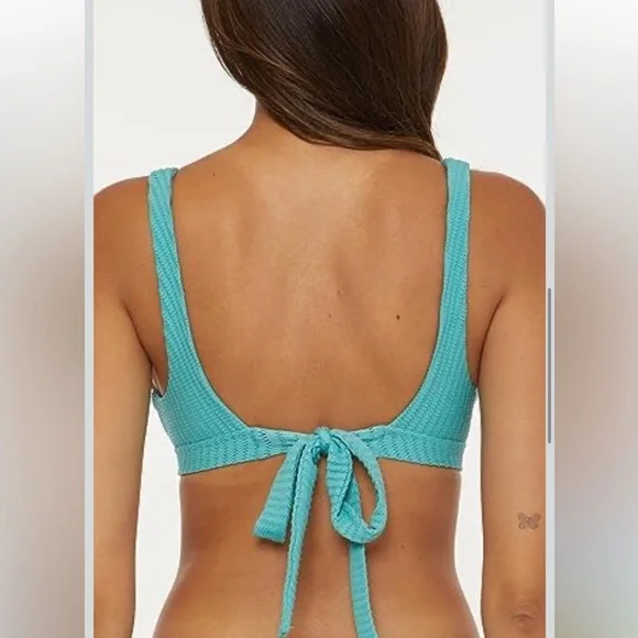 NWT Becca Line Sand Scoop Neck Swim Top Bra and Bikini Bottom Sz L